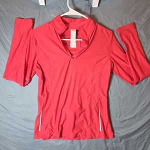 ASICS Women's Small Pink 1/4 Zip Athletic Top Thumb Holes Running Jacket‎